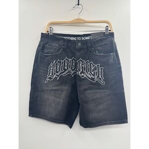 Hoodrich Ritual Shorts Men's 30W Black Denim 100% Cotton Relaxed Fit Baggy NWT